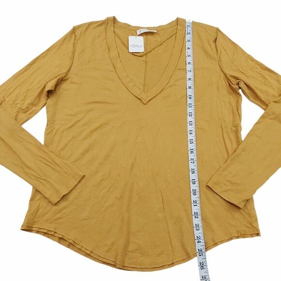 Free People We The Free Moon Dance Top Womens Large Gold Long Sleeve V-Neck - Picture 8 of 12